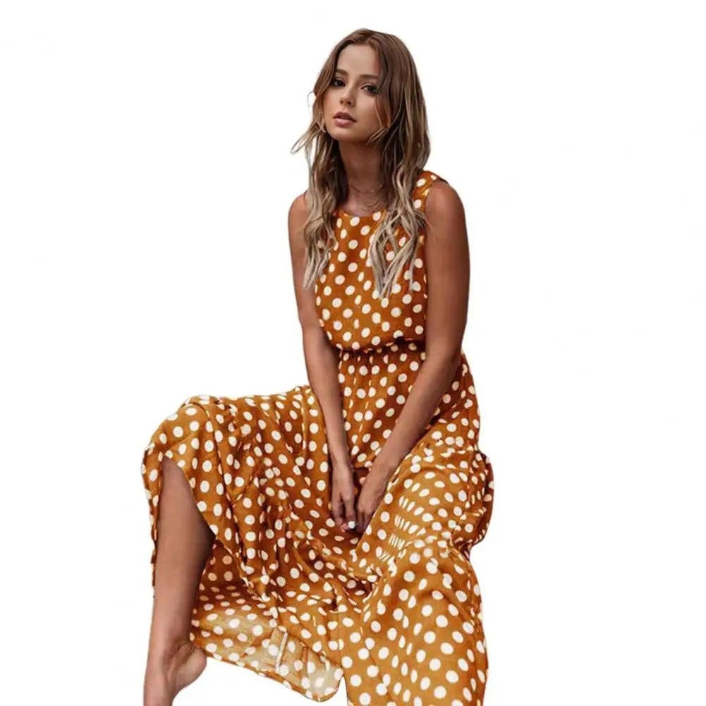 Laressa - Boho Polka Dot Midi Dress