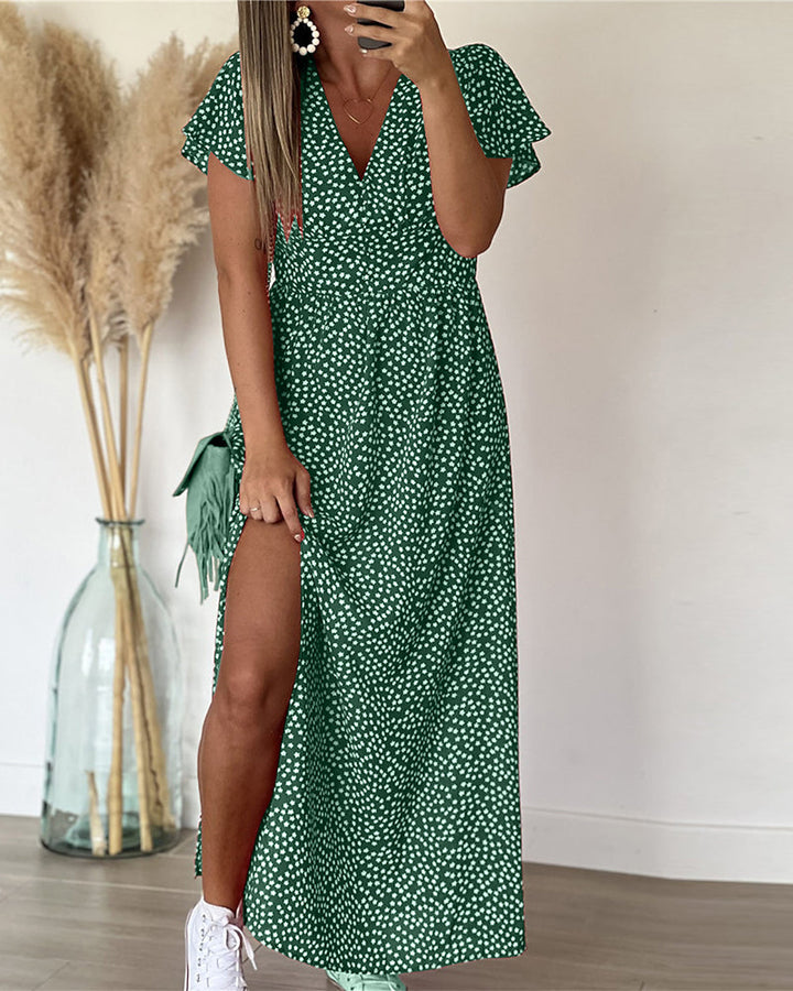 Lucienne - Printed V-Neck Maxi Dress