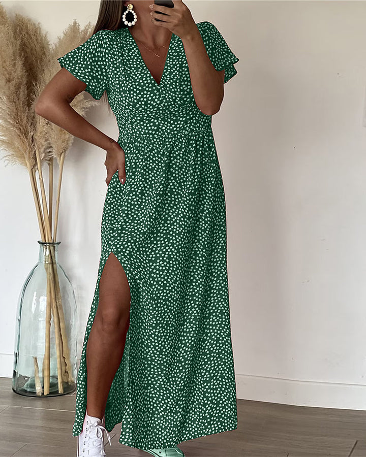 Lucienne - Printed V-Neck Maxi Dress