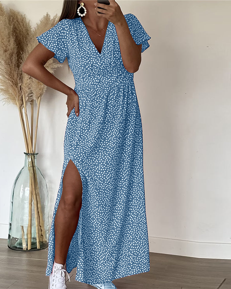 Lucienne - Printed V-Neck Maxi Dress