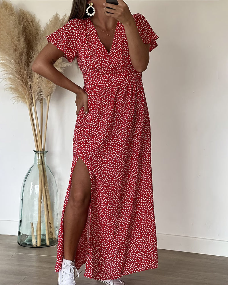 Lucienne - Printed V-Neck Maxi Dress