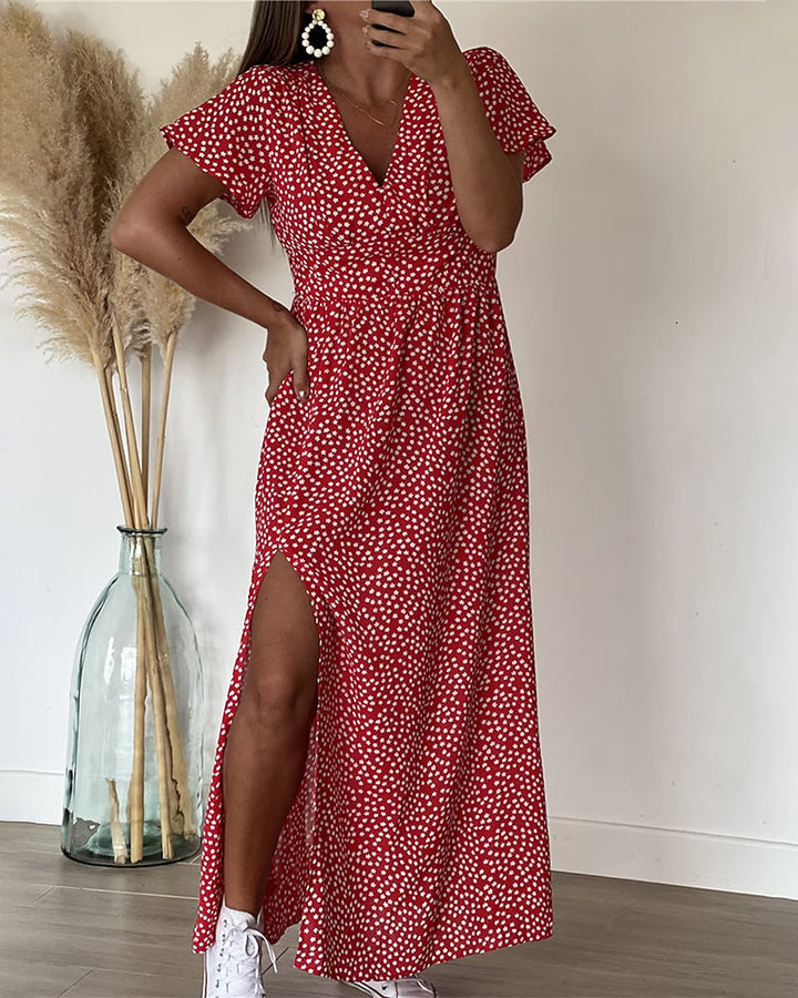 Lucienne - Printed V-Neck Maxi Dress