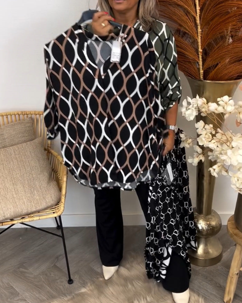 Alyce - Casual Long Sleeve Blouse With Pattern
