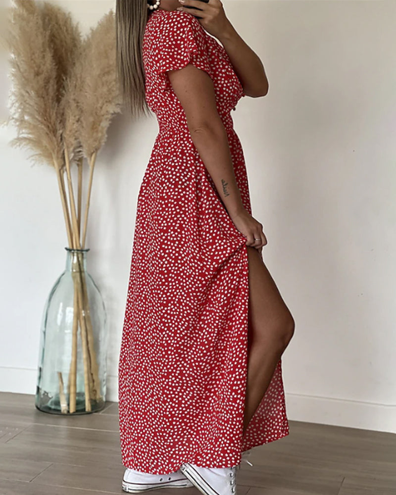 Lucienne - Printed V-Neck Maxi Dress