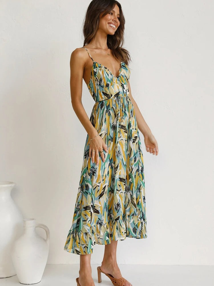 Emmeline - Floral Long Dress with Strap