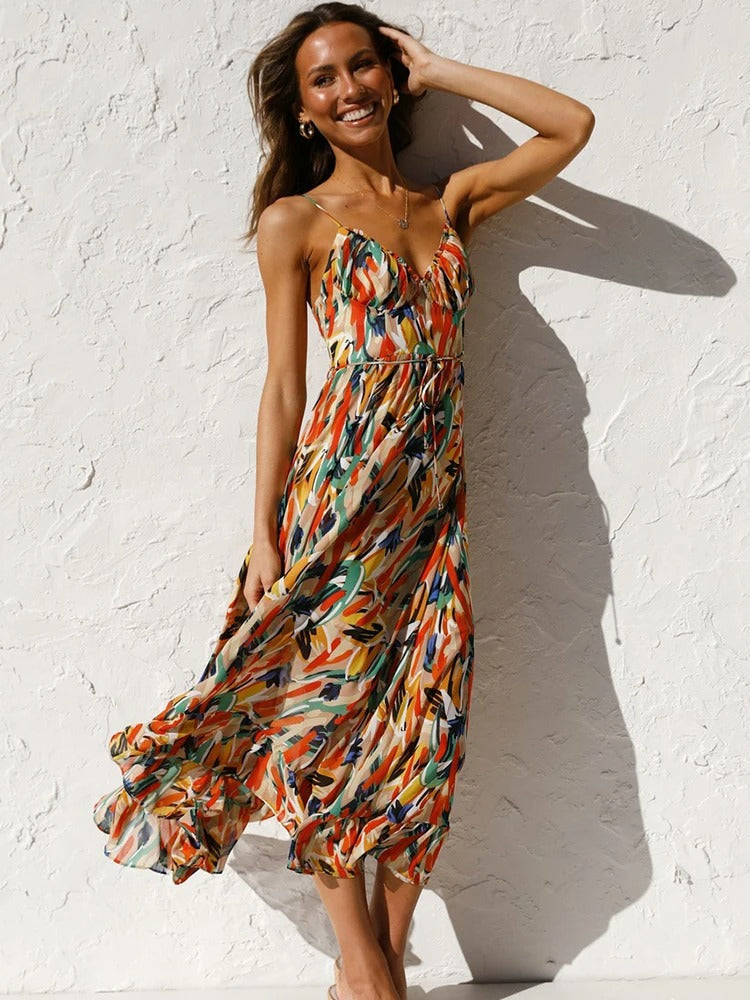 Emmeline - Floral Long Dress with Strap