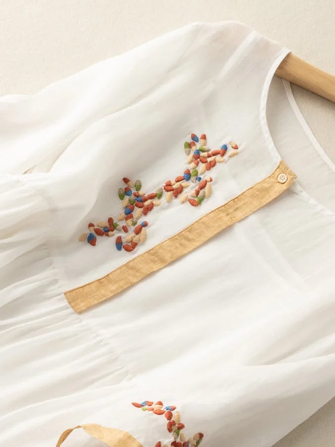 Anoshka - Ethnic Style Cotton And Linen  Dress