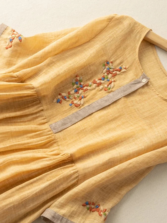 Anoshka - Ethnic Style Cotton And Linen  Dress