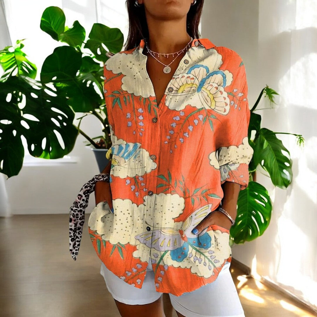 Elira - Long Sleeve Button Up Vintage Floral Shirt