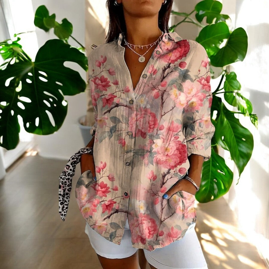 Elira - Long Sleeve Button Up Vintage Floral Shirt