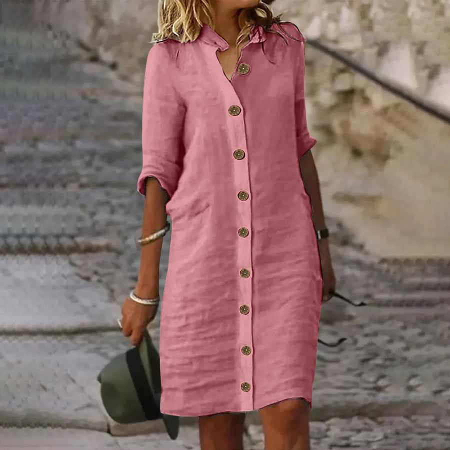 Hannika - Casual Midi Shirt Dress