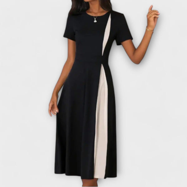 Elyse - Black and White Midi Dress