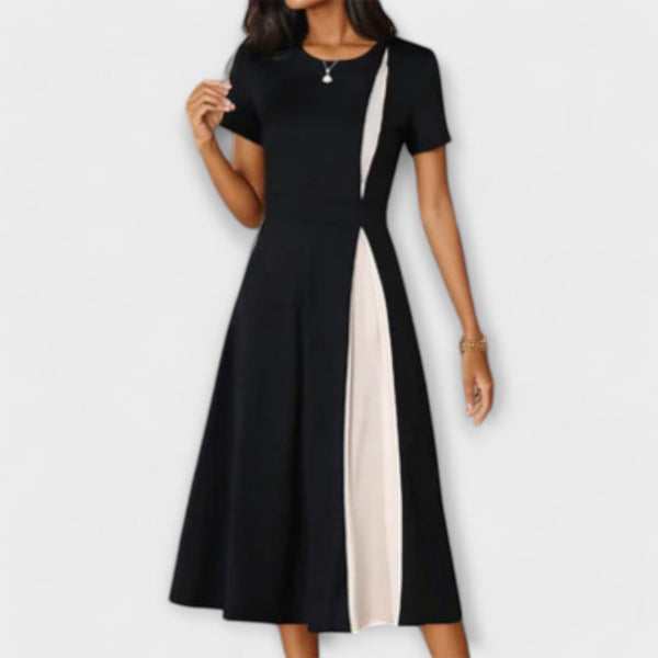 Elyse - Black and White Midi Dress