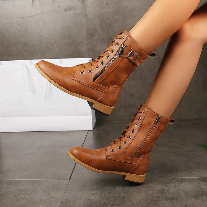 Eugenie - Side Zipper Orthopedic Leather Boots