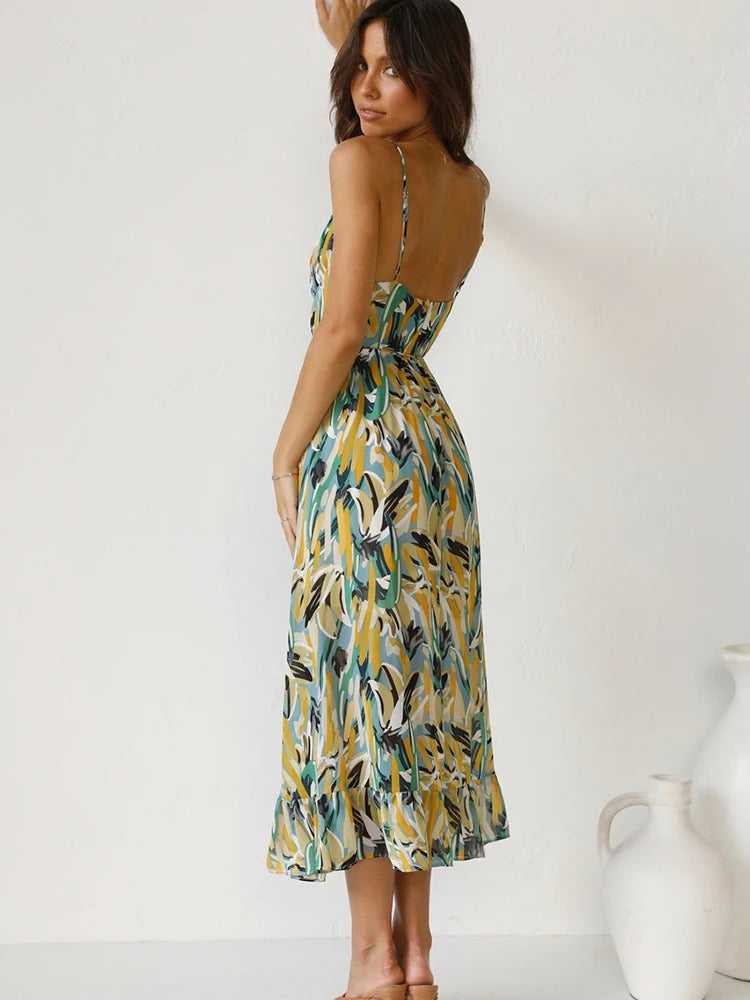 Emmeline - Floral Long Dress with Strap