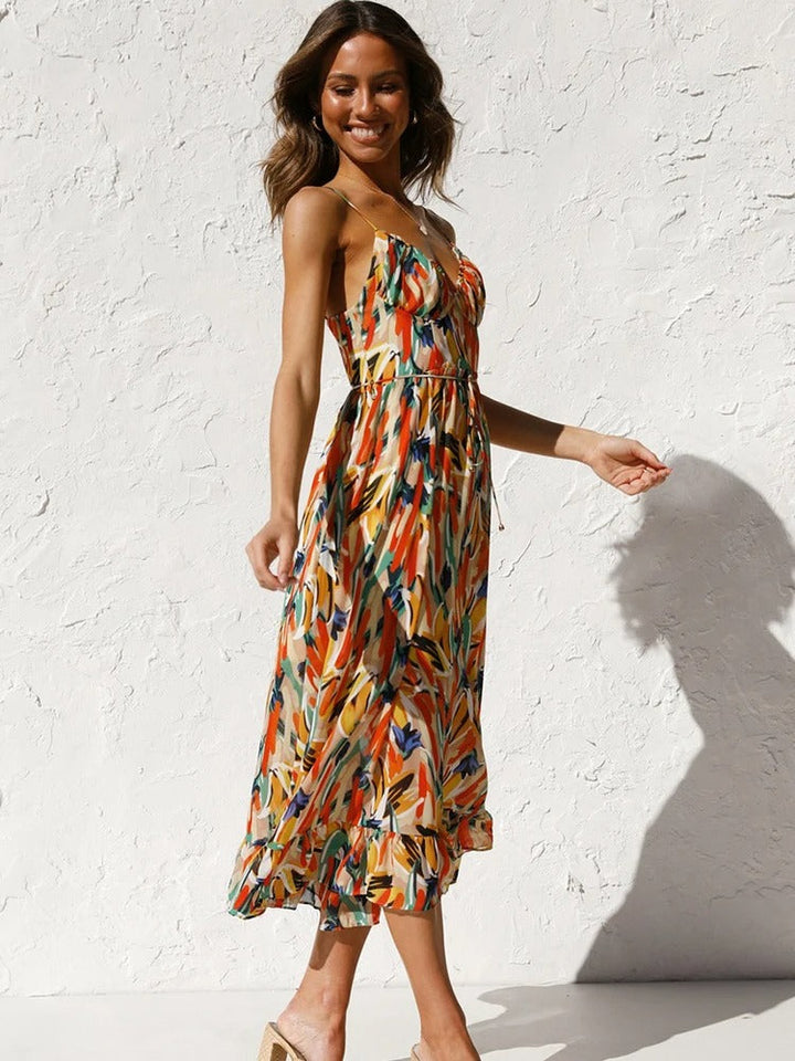 Emmeline - Floral Long Dress with Strap