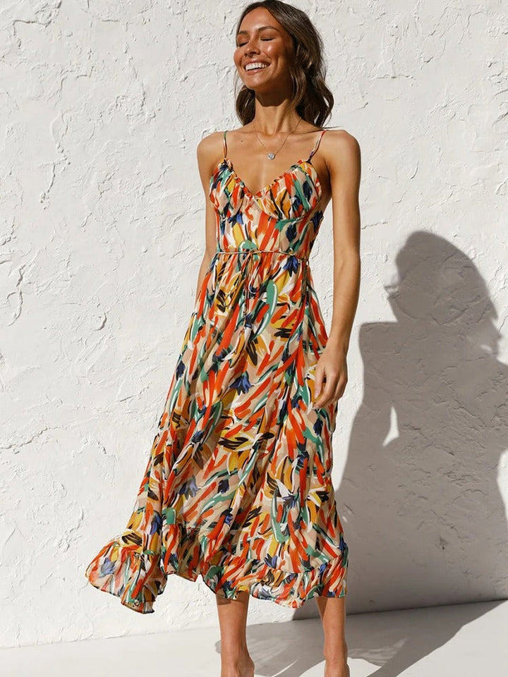 Emmeline - Floral Long Dress with Strap