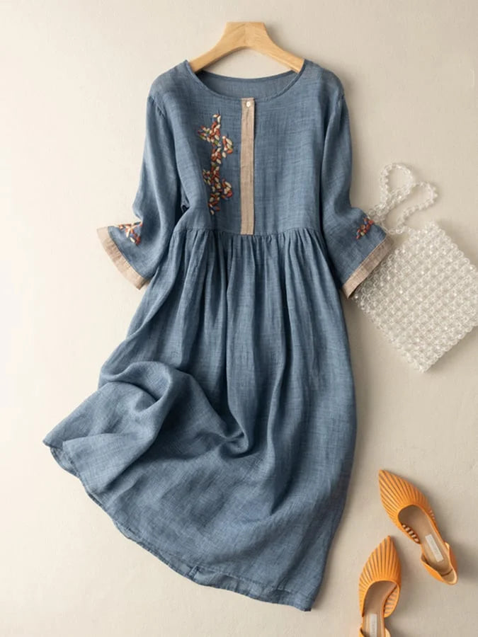 Anoshka - Ethnic Style Cotton And Linen  Dress