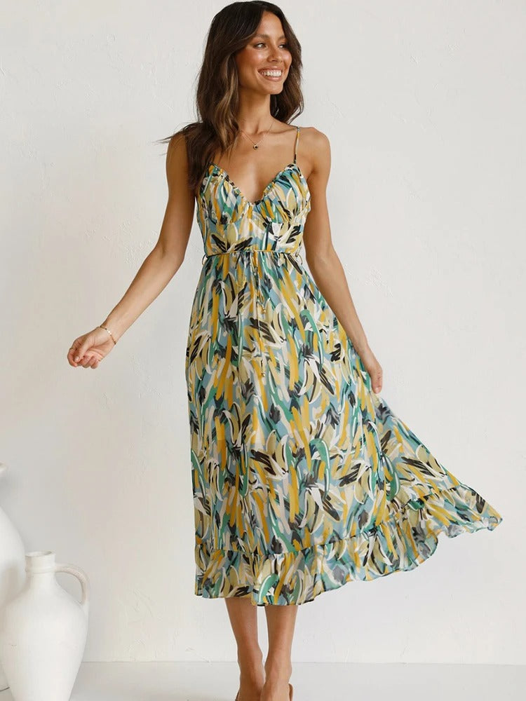 Emmeline - Floral Long Dress with Strap