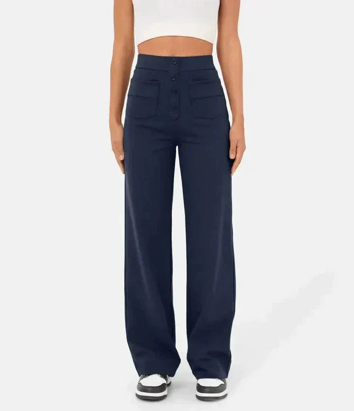 Elke - High Waist Elastic Trousers