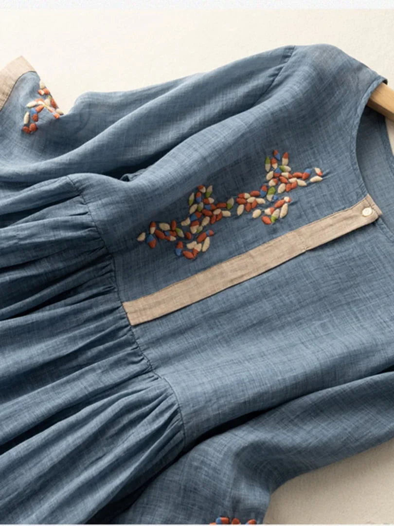 Anoshka - Ethnic Style Cotton And Linen  Dress