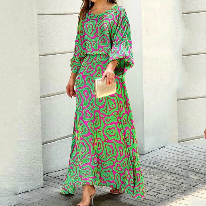 Nilani - Loose Fit Long Sleeve High Waist Dress