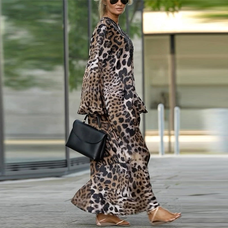 Virginia - Long Sleeve Leopard Print Dress