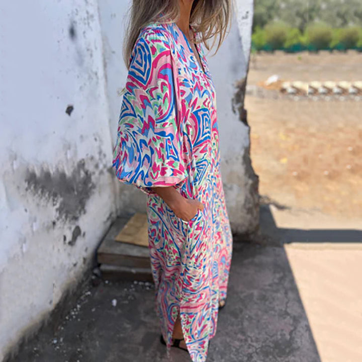 Yanina - Maxi Dress with V-Neck Print