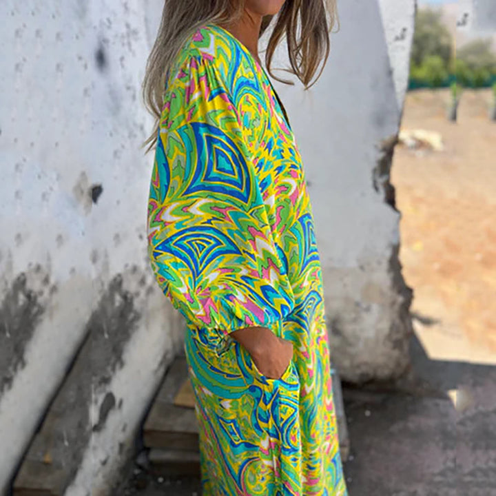 Yanina - Maxi Dress with V-Neck Print