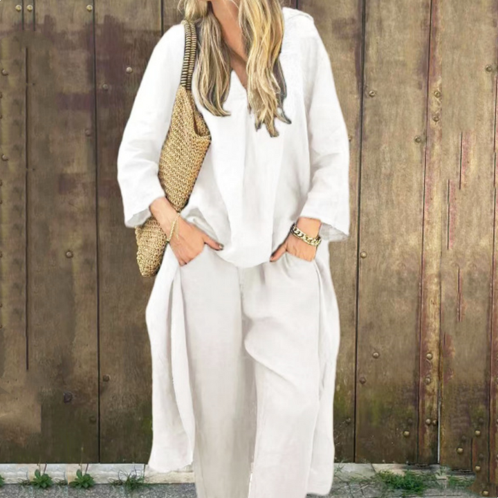 Abby - 2-Piece Set With Loose Pockets And V-Neck