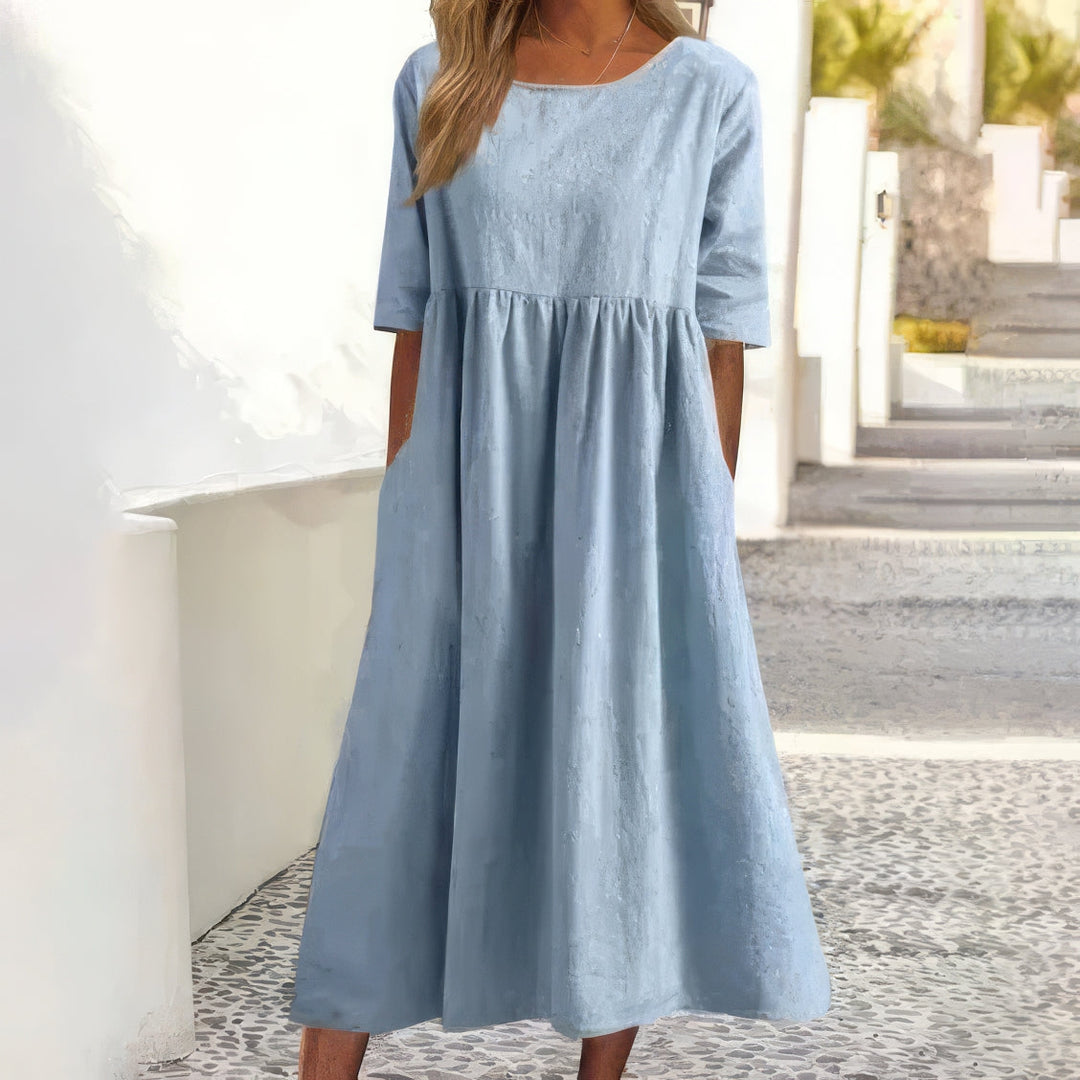 Maikee - Cotton Dress With Round Neck And Pockets