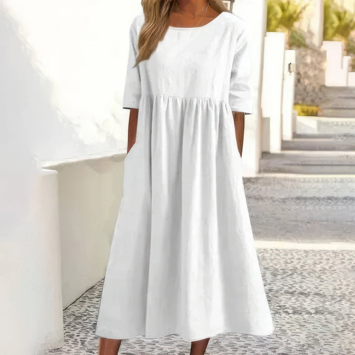 Maikee - Cotton Dress With Round Neck And Pockets