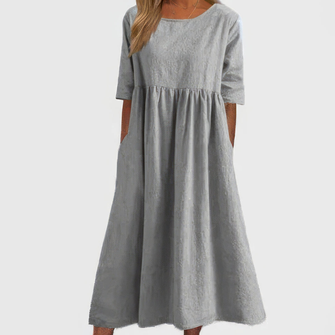 Maikee - Cotton Dress With Round Neck And Pockets